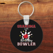 Oma van de verjaardagsbowler Bday Bowling-viering Sleutelhanger (Voorkant)