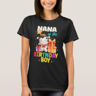 Oma van de verjaardagsjongen koe boerderij dieren t-shirt