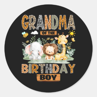 Oma van de verjaardagsjongen Safari le wilde diere Ronde Sticker