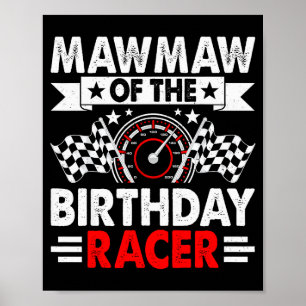 Oma van de verjaardagsracer race auto feest famili poster