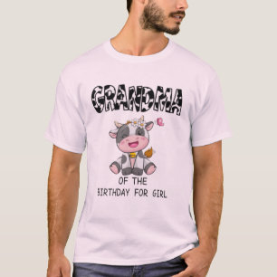 Oma van de verjardagsmeisje boerderij koe t-shirt