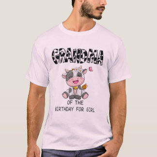 Oma van de verjardagsmeisje boerderij koe t-shirt