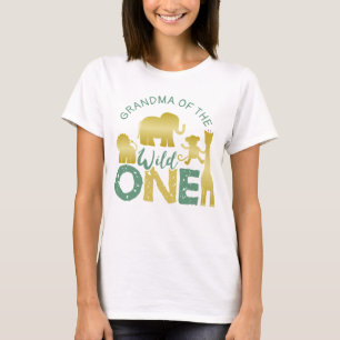 Oma van de Wild One Safari 1e verjaardag Goud T-shirt