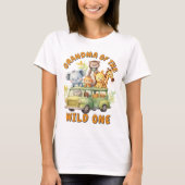 Oma van de Wild One safari dieren verjaardag T-shirt (Voorkant)