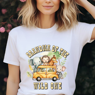 Oma van de Wild One verjaardag safari dieren T-shirt