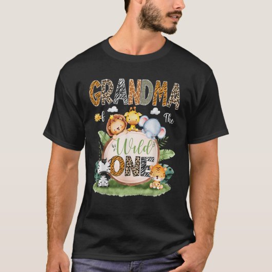 Oma van de Wilde Een Grappige 1e Verjaardag Safari T-shirt (Voorkant)