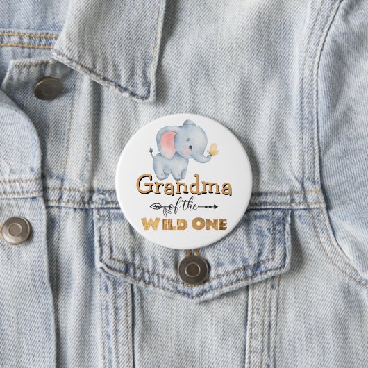 Oma van de Wilde One Elephant Gold Foil Button (In situ)