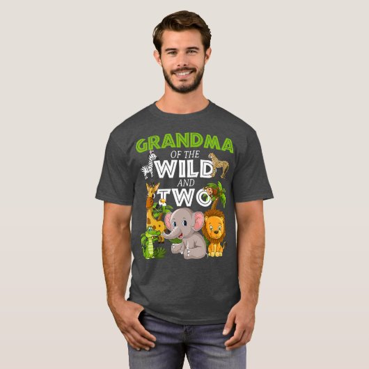 Oma van de Wilde Twee Zoo Birthday Safari T-shirt (Voorkant volledig)
