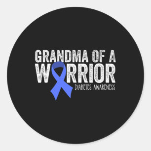 Oma van een krijger T1d-diabetes blauwe lint Supp Ronde Sticker