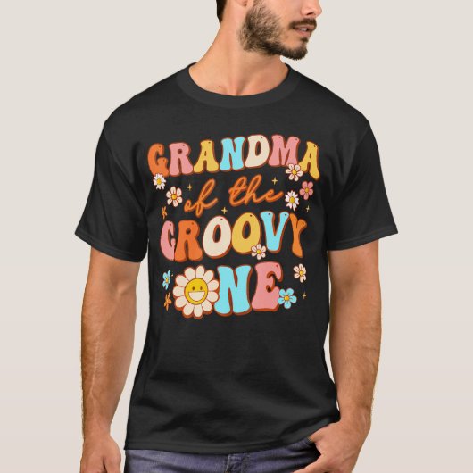 Oma van Groovy Een 1e Verjaardag Zwangerschap Anno T-shirt (Voorkant)