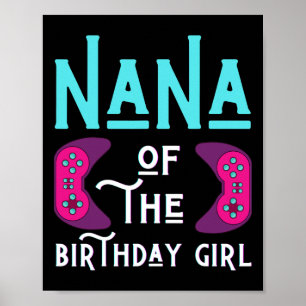 Oma van het jarige meisje grappig videogame spelen poster