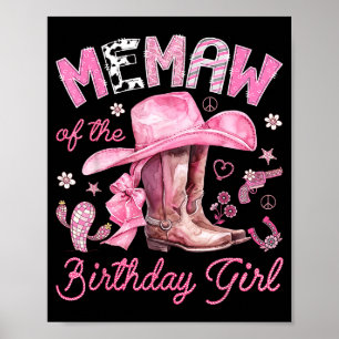 Oma van het jarige meisje roze cowgirl western poster