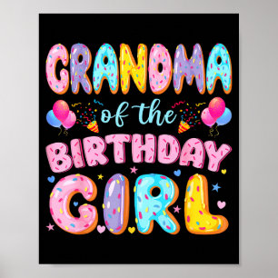 Oma van het jarige meisje zoete donut verjaardag poster