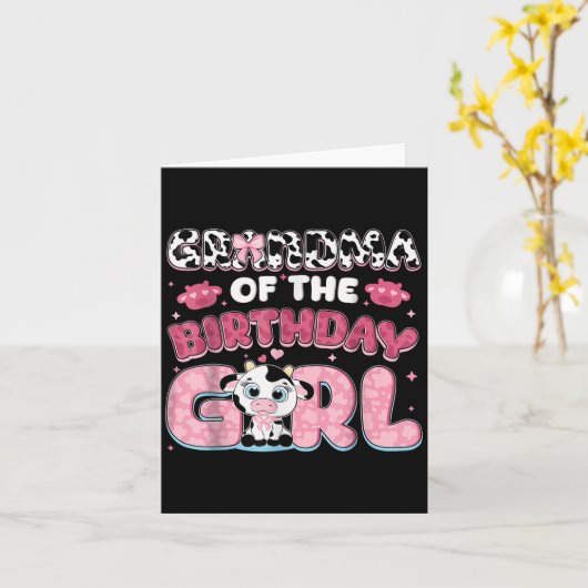 Oma van het verjaardagsmeisje Boerderij Koe Oma Bi Kaart (Gele Bloem)