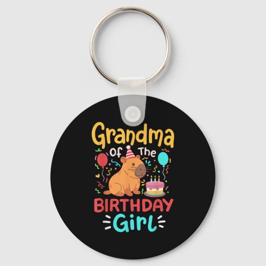 Oma van het verjaardagsmeisje Capybara Bday famili Sleutelhanger (Voorkant)