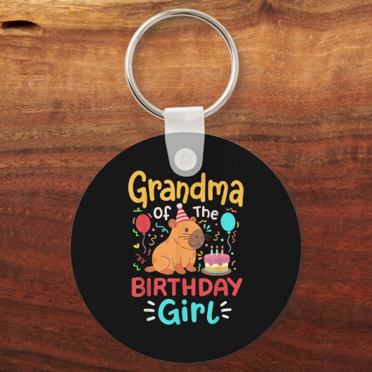 Oma van het verjaardagsmeisje Capybara Bday famili Sleutelhanger (Voorkant)