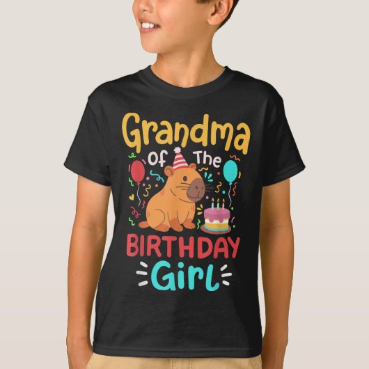 Oma van het verjaardagsmeisje Capybara Bday famili T-shirt (Voorkant)