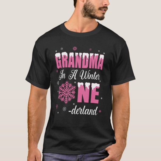 Oma van het verjaardagsmeisje Winter Onederland 1e T-shirt (Voorkant)