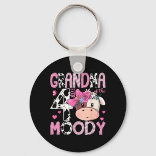 Oma van het vierjarige meisje Moody Cow Sleutelhanger