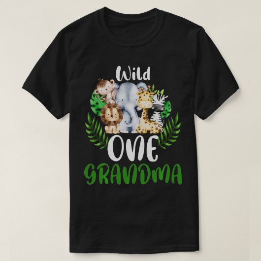 Oma van het Wild One Zoo Birthday Safari Oerwoud T-shirt (Design voorkant)