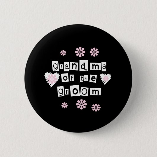 Oma van het Wit van de Bruidegom op Zwarte Ronde Button 5,7 Cm (Voorkant)