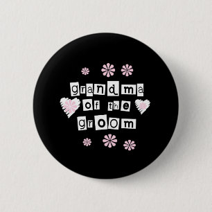 Oma van het Wit van de Bruidegom op Zwarte Ronde Button 5,7 Cm