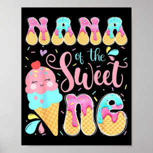 Oma van het zoete ijs-meisje 1e verjaardag meisje poster