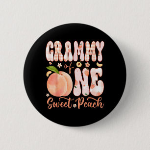 Oma van One Sweet Peach 1e verjaardag meisje feest Ronde Button 5,7 Cm