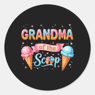 Oma van The Scoop Ice Cream Gender Reveal Baby Ronde Sticker