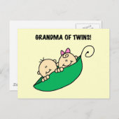 Oma van tweeling erwten in een Pod Tshirts en gesc Briefkaart (Voorkant / Achterkant)