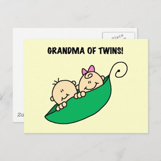 Oma van tweeling erwten in een Pod Tshirts en gesc Briefkaart (Voorkant / Achterkant)