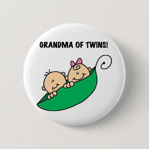 Oma van tweeling erwten in een Pod Tshirts en gesc Ronde Button 5,7 Cm