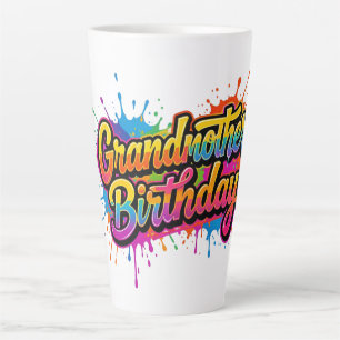 Oma Verjaardag Kleurrijk Verfspatontwerp Latte Mok