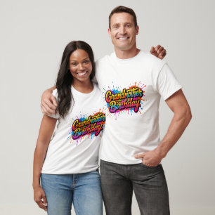 Oma Verjaardag Kleurrijk Verfspatontwerp T-shirt