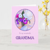 Oma, verjaardag met geverfde bloemen. kaart (Gele Bloem)