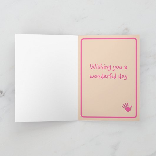 Oma Verjaardag met Hart & Handprint Kaart (Binnen)