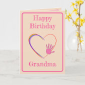 Oma Verjaardag met Hart & Handprint Kaart (Gele Bloem)