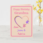 Oma Verjaardag met Hart & Handprints Kaart (Gele Bloem)