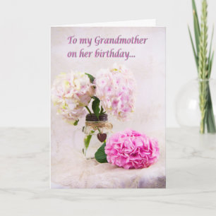 Oma Verjaardag Roze Hortensia Kaart