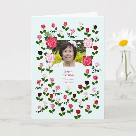 Oma, Verjaardag, Rozen Kaart (Kleine Plant)