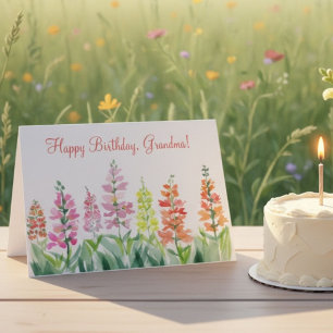 Oma Verjaardag Snapdragons Waterverf Bloemen Kaart