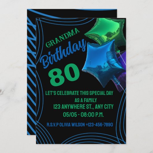 OMA Verjaardag uitnodiging (Voorkant / Achterkant)