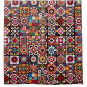 Oma Vierkant Haakpatroon Deken Print  Douchegordijn (Voorkant)