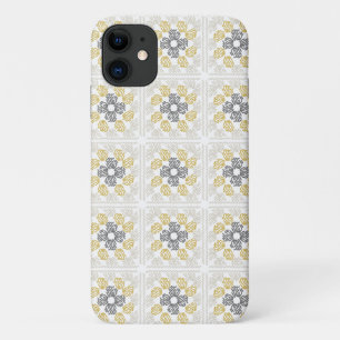Oma vierkante schets ontwerp geel grijs Case-Mate iPhone case