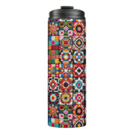 Oma Vierkantjes Haakpatroon Deken Print  Thermosbeker