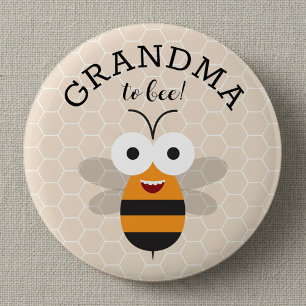 Oma voor Bij, Baby Shower Honingbij Knop Ronde Button 5,7 Cm