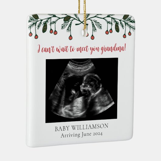 Oma Vrolijk Kerstmis Echografie Foto Keramisch Ornament (Rechts)
