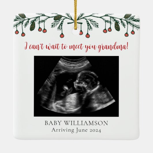 Oma Vrolijk Kerstmis Echografie Foto Keramisch Ornament (Achterkant)