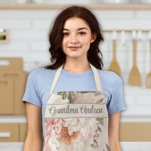 Oma Vrouwen Koken Bakken Waterverf Bloemen Schort