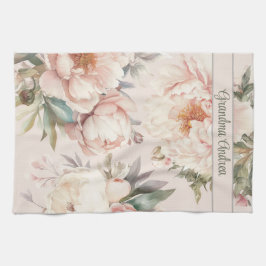 Oma Vrouwen Koken Bakken Waterverf Bloemen Theedoek